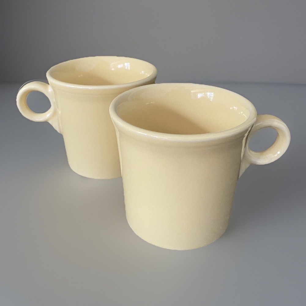 2 FIESTA Yellow Ring Handle Coffee Mugs Homer Laughlin USA Retired